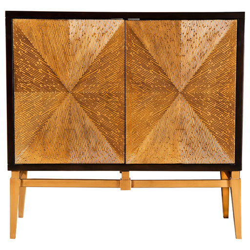 Zira Sunburst 2-door Accent Cabinet Brown and Antique Gold image