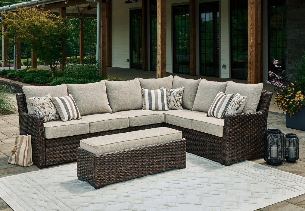 Brook Ranch Outdoor Sofa Sectional/Bench with Cushion (Set of 3)