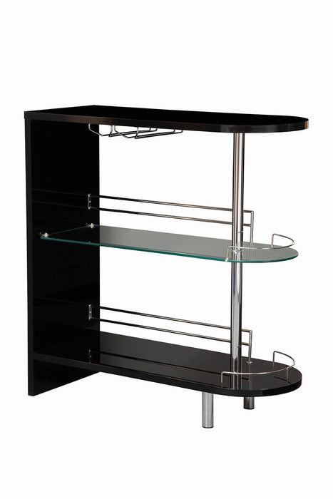 Adolfo 3-tier Bar Table Glossy Black and Clear